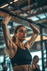 Poster - Fitness exercise, woman exercising in a gym, indoor workout
