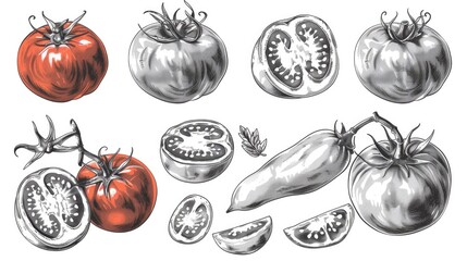 Sticker - A colorful illustration of various vegetables and fruits in a garden setting