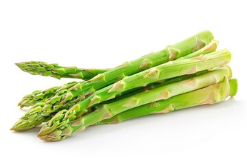 Aufkleber - Fresh asparagus spears on a white background, great for food or nature photography