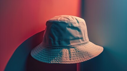 Poster - A white hat sits atop a wall, perfect for adding a touch of whimsy to your design