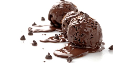 Poster - Creamy chocolate ice cream served in two generous scoops on a clean white surface
