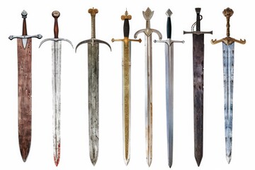 Sticker - Collection of various swords displayed on a clean white surface