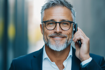 Sticker - Smiling businessman talking on phone