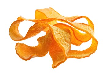 Sticker - A single peeled orange peel on a white background