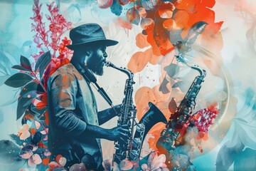 Poster - A person holding a saxophone and playing music