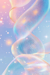 Poster - abstract digital spiral with dotted pattern on pastel gradient background. futuristic and dreamy aes