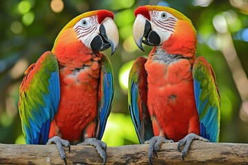 Wall Mural - Macaws (Ara ararauna), pair, native to South America, captive, Wachenheim, Germany, Europe, ai