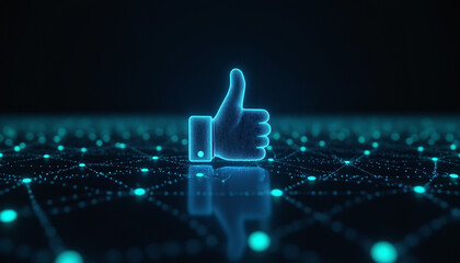 Poster - thumbs up icon with network connectivity: a thumbs up icon embedded in a digital network, symbolizin