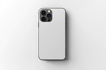 An white phone with a phone case which has a solid white color as a background