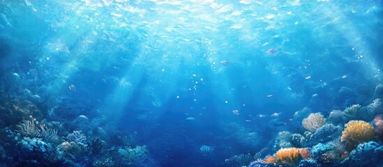 Poster - Underwater blue sea background painting