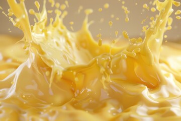 Aufkleber - A close-up shot of a bowl filled with a bright yellow liquid, great for illustrations or design projects