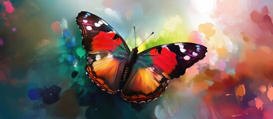 Colorful tropical butterfly painting with a blurred effect