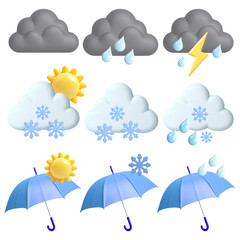 Wall Mural - png 3d weather element set, transparent background