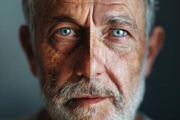 Canvas Print - A close-up portrait of a person with distinctive blue eyes