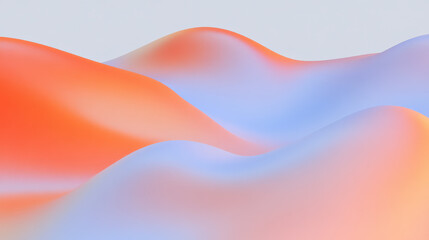 Poster - Abstract colorful waves of orange and blue gradients create a smooth landscape with a modern, serene aesthetic and flowing curves.