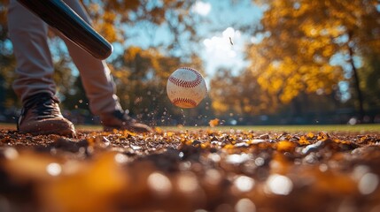 Wall Mural - Baseball in Autumn