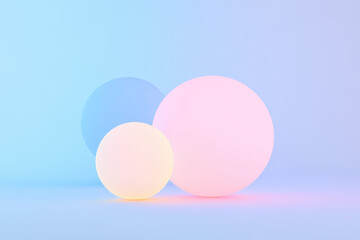 Poster - Three glowing spheres with soft pastel colors create a soothing, modern atmosphere. Perfect for abstract and minimalistic design concepts.