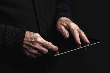 Aufkleber - A person holding a tablet computer, ideal for technology or lifestyle images