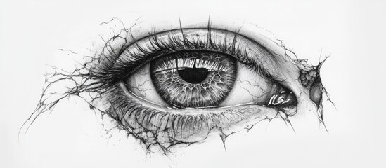 Wall Mural - Surreal tattoo design of an eye created with pencil on paper