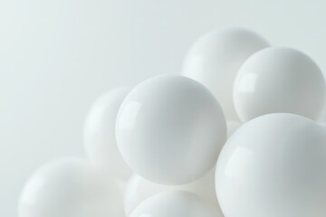 Poster - Minimalist white spheres clustered against a soft light background, emphasizing simplicity and elegance in modern abstract design.
