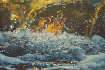 Poster - A close-up shot of a wave in the water, great for ocean or beach-related themes