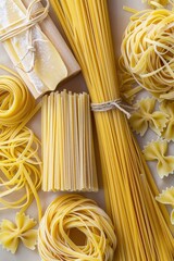 Poster - Fresh pasta on a wooden table with pasta cutters nearby, ideal for food or cooking-related images