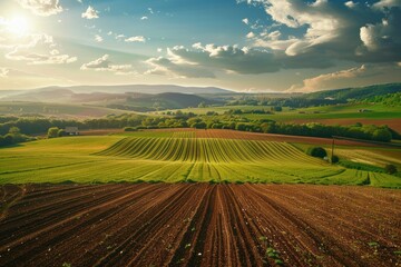 Aufkleber - A view of a field with a clear blue sky in the background