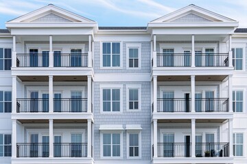 Poster - A grandiose white structure with ornate balconies, suitable for architecture or cityscape use