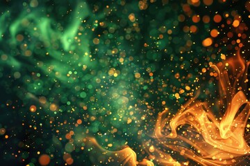 Poster - A close-up shot of a fiery flame surrounded by thick smoke on a black background