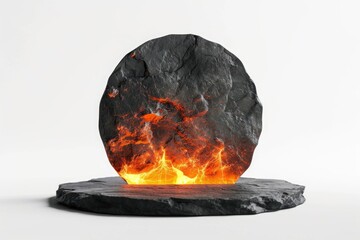 Poster - A rock with flames burning from within