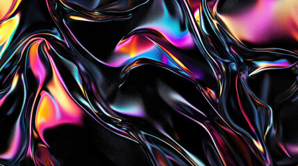 Abstract dark iridescent holographic foil background with rainbow colors