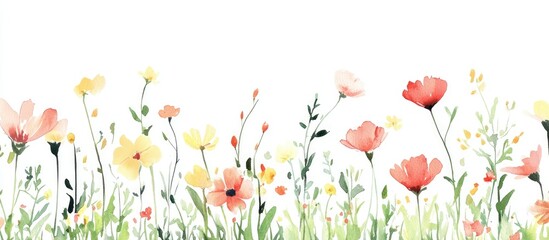 Wall Mural - Beautiful Garden Flower Generated With Ai Watercolor Painting