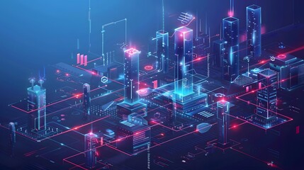 Poster - A sleek, futuristic gateway acting as the central hub for numerous API connections, managing request routing, security, and load balancing with dynamic, flowing data streams
