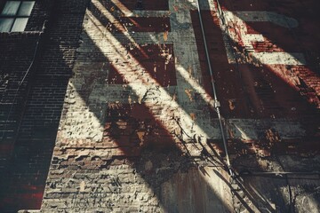 Poster - Fire hydrant sitting on the side of a brick building