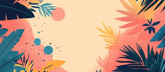 Abstract Summer Background With Palm Leaves And Colorful Design