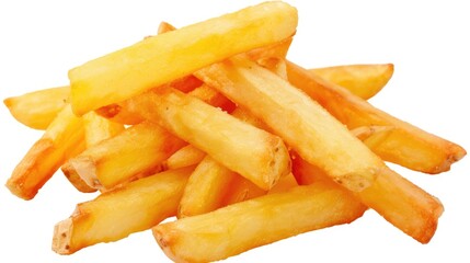 Poster - A stack of crispy French fries on a clean white surface