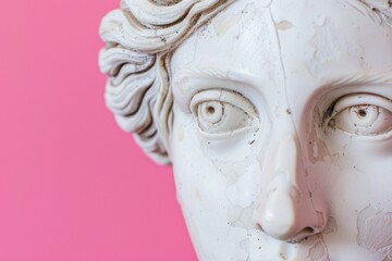 Poster - A detailed image of a female facial sculpture, suitable for artistic or historical contexts