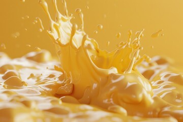 Poster - A droplet of liquid on a bright yellow background