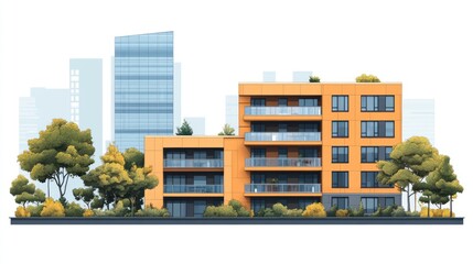 Poster - Modern Apartment Building in Cityscape