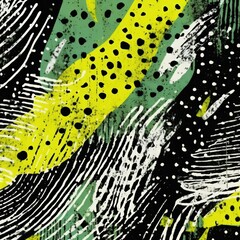 Poster - Abstract green, yellow, and black pattern