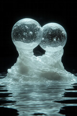 Aufkleber - A dynamic illustration of quantum entanglement, with two particles connected by an invisible force,