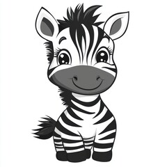 Canvas Print - Cute Zebra Cartoon.