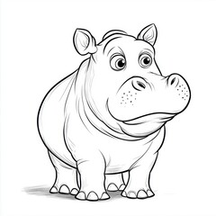 Sticker - Cute Hippo Illustration.