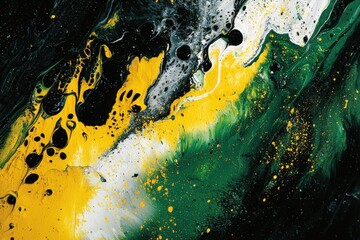 Poster - Abstract art with green, yellow, and black