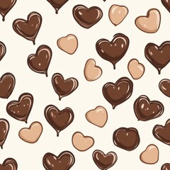 Sticker - Chocolate Hearts Pattern.