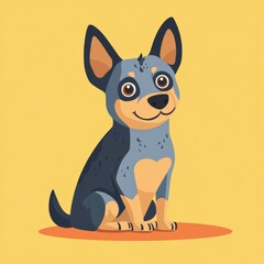 Wall Mural - Blue Heeler Cartoon Dog.