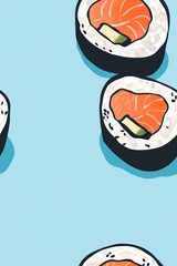 Wall Mural - Salmon Sushi Rolls.