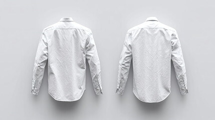 Mockup set of a white wet worn classic men's shirt, front and back