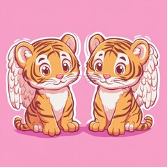 Wall Mural - Cute Tiger Cubs with Wings.