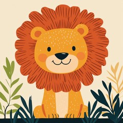 Canvas Print - Cute Cartoon Lion.